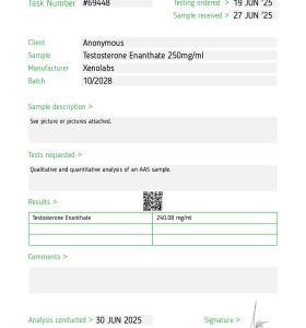 Enantato de testosterona 250 mg 10 ml Xeno US Enantato de testosterona 250 mg 10 ml Xeno US